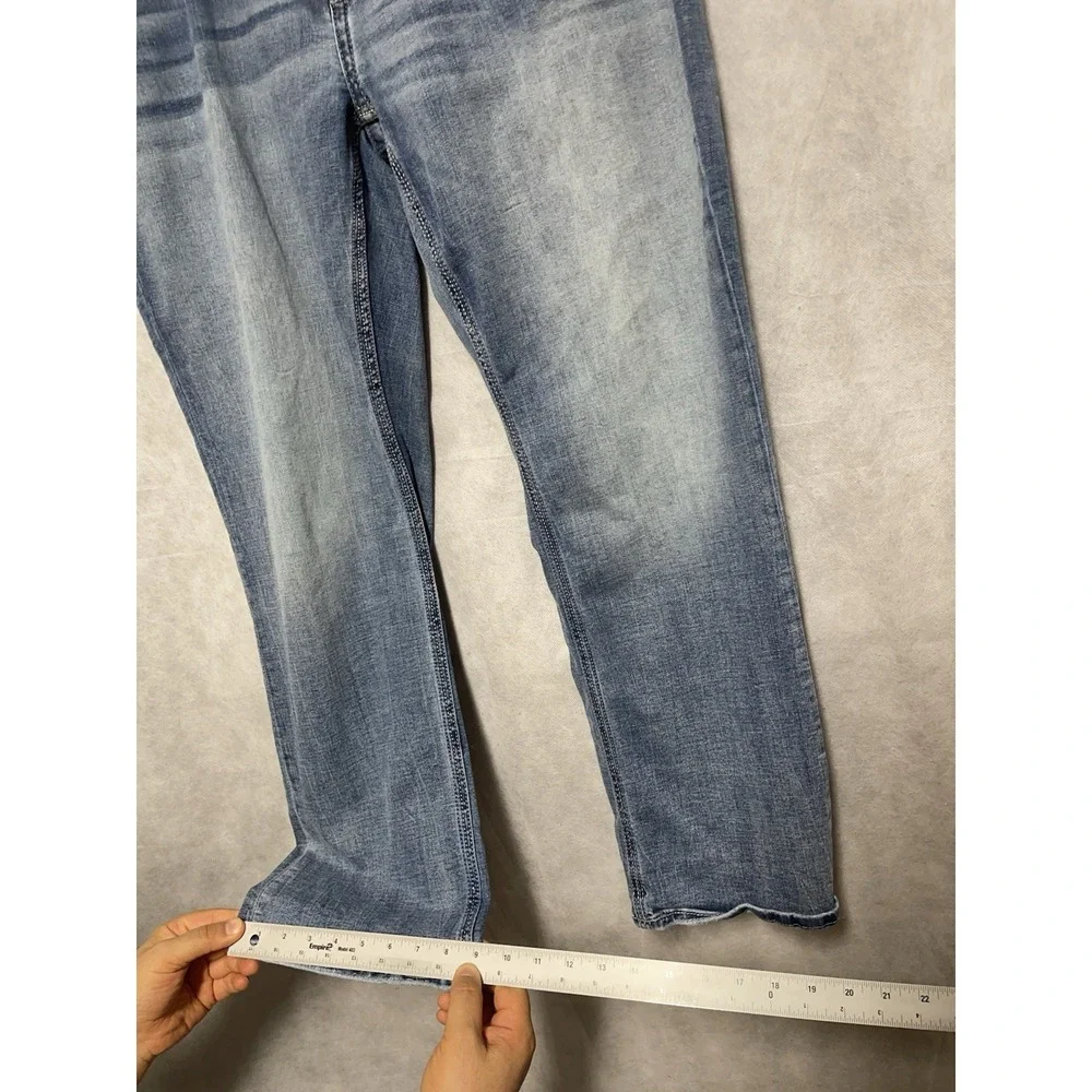 BKE Jeans Men 38x30 Blue Buckle Stone Wash Derek Straight Cowboy Whisker Preppy